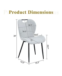 Streamdale Furniture Set of 4 Pu Dining Chairs with Metal Frame