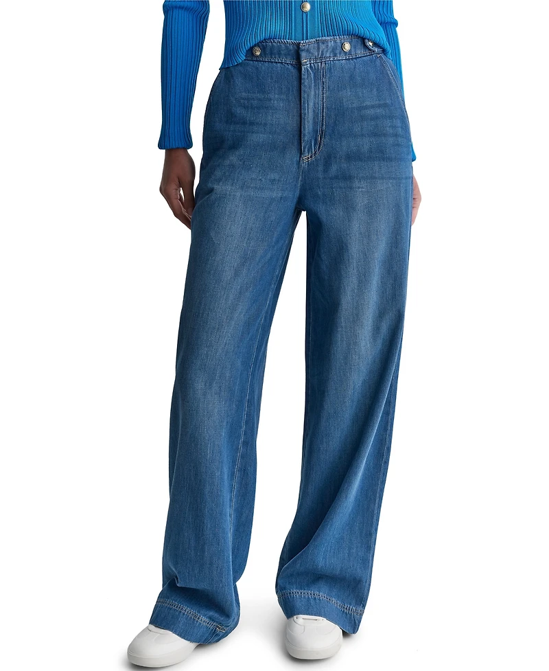 Bcbg Women's Wide-Leg Tab Loose-Fit Jeans