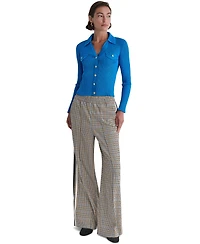 Bcbg Women's Mid-Rise Plaid Wide-Leg Track Pants