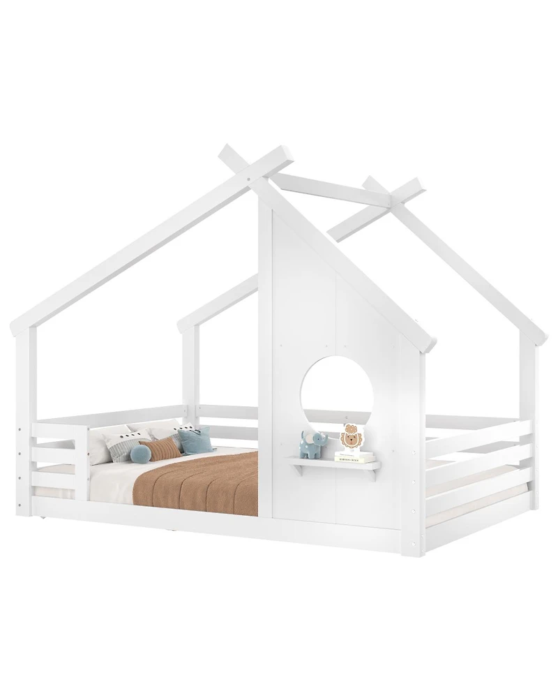 Streamdale Furniture House Floor Bed with Shelf and Window