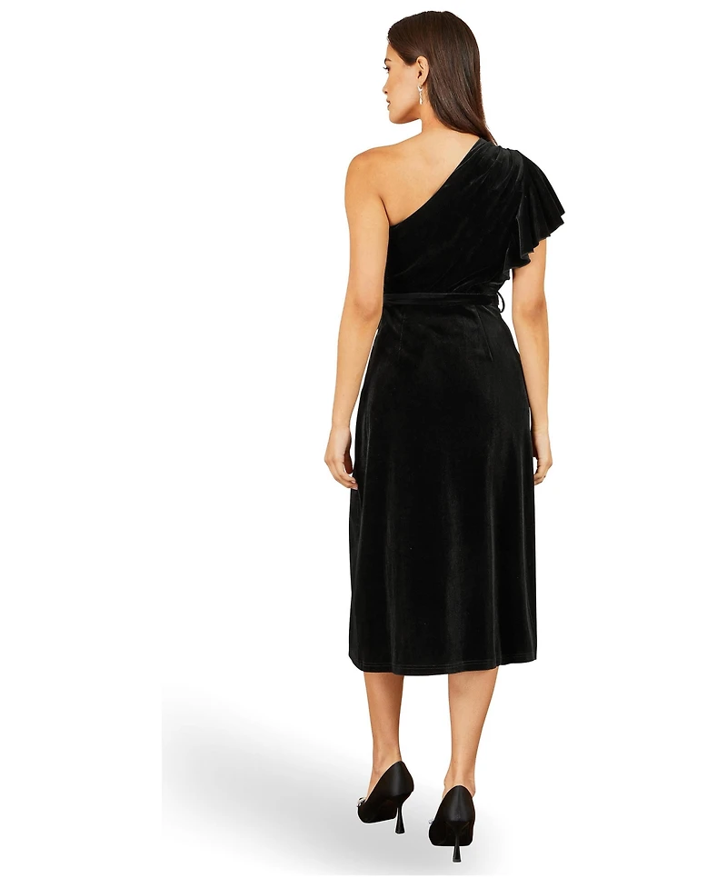 Yumi Women's Velvet One Shoulder Midi Dress
