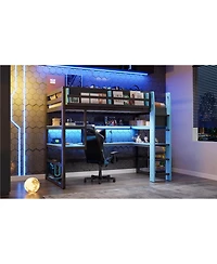 Streamdale Furniture Loft Bed with Desk, Storage, Rgb Light