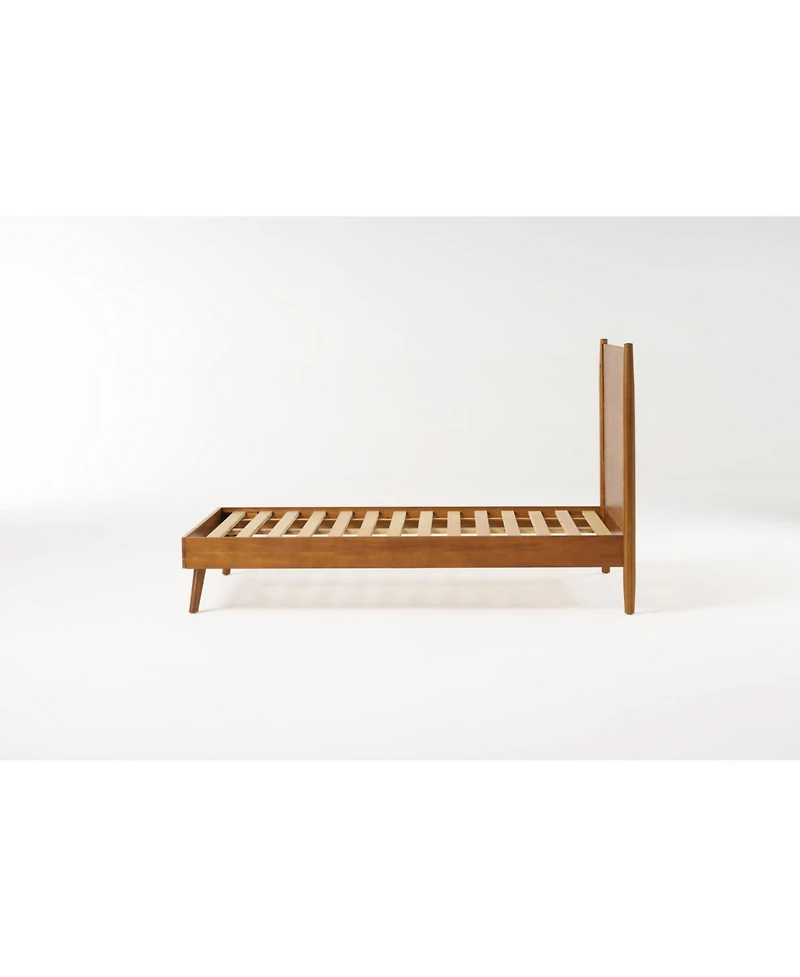 Streamdale Furniture Acacia Wood Bed With Mid-Century Modern Design