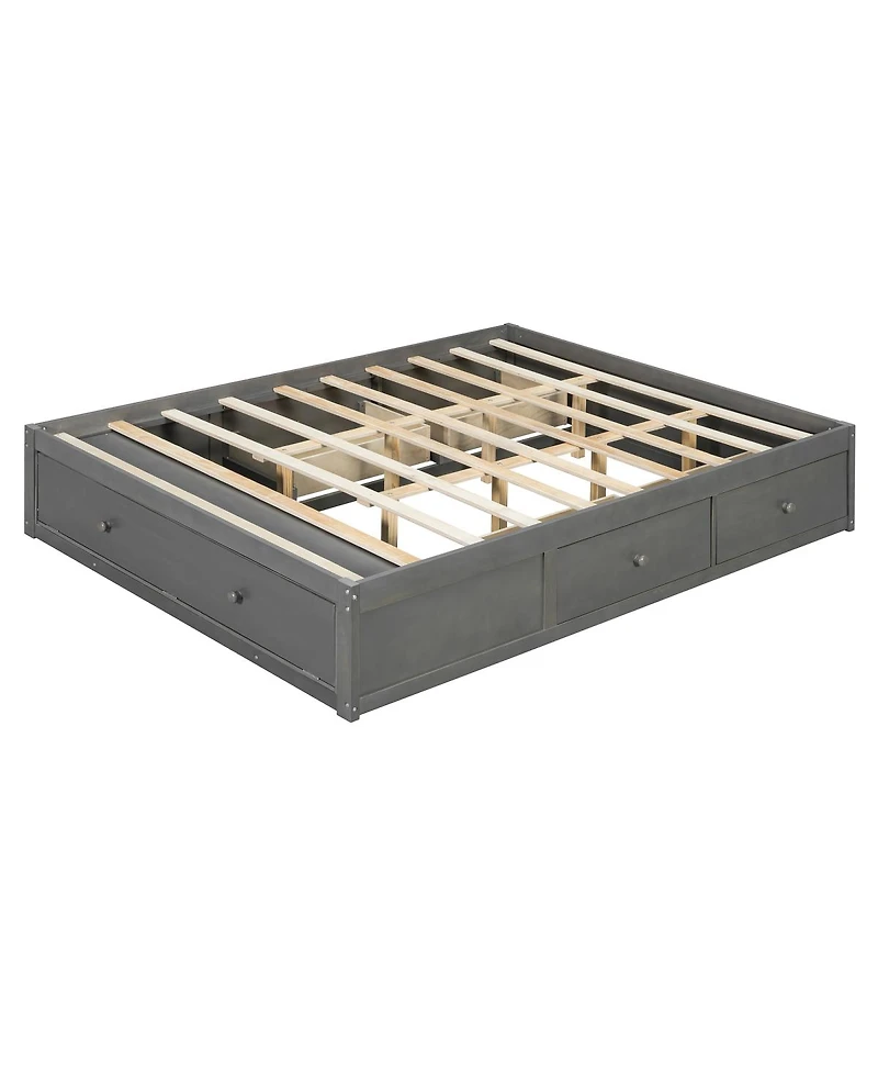 Streamdale Furniture Storage Platform Bed with 4 Drawers and Lift Footboard