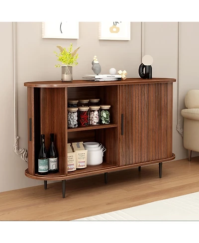 Streamdale Furniture 47''W Fluted Buffet Sideboard Cabinet with Sliding Door