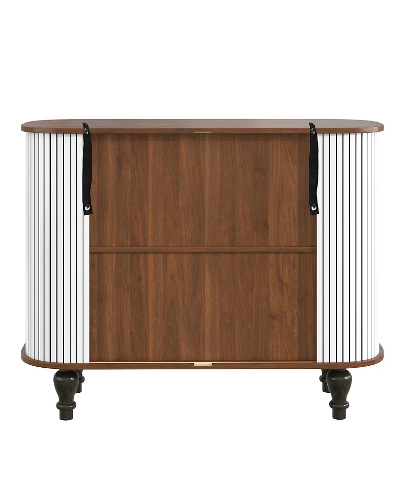 Streamdale Furniture 39'' Fluted Mid-Century Modern Bar Cabinet with Wine Storage