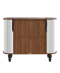 Streamdale Furniture 39'' Fluted Mid-Century Modern Bar Cabinet with Wine Storage