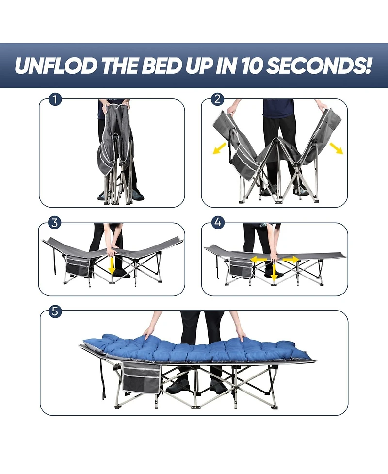 Aofar Camping Folding Bed with Mattress Side Pocket Oxford