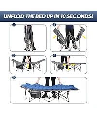 Aofar Camping Folding Bed with Mattress Side Pocket Oxford