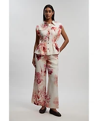 Karen Millen Women's Floral Straight Leg Trouser