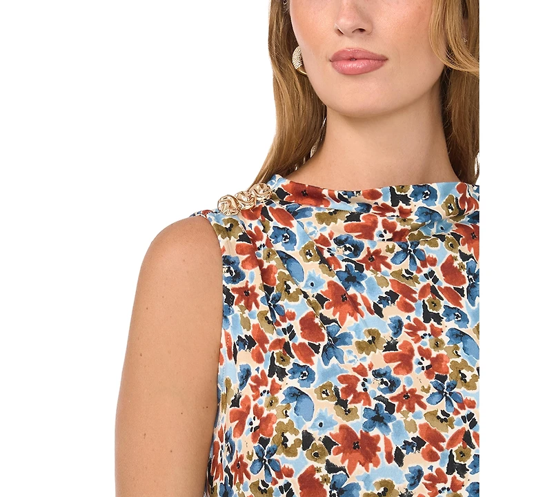 Vince Camuto Women's Sleeveless Mock Neck Knit Midi Dress