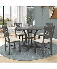 Streamdale Furniture 5-Piece Round Dining Table and Chair Set with Hollow