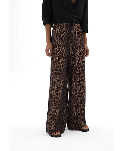 Hush Women's Petunia Linen Blend Leopard Trouser