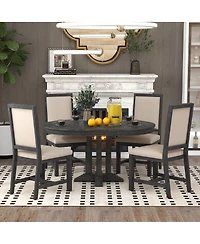 Streamdale 5-Piece Extendable Round Dining Set with 4 Upholstered Chairs