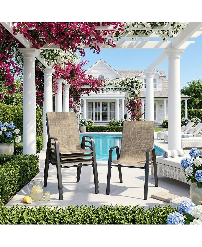 Streamdale Furniture Heavy-Duty Outdoor Teslin Fabric Chairs, 350 lbs Capacity, Ergonomic and Waterproof