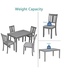 Streamdale Furniture 5-Piece Modern Rectangular Dining Set with 4 Upholstered Chairs