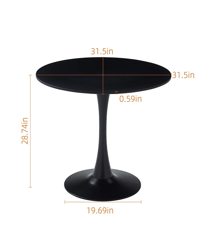 Streamdale Furniture 31.5-inch Modern Round Mdf Dining Table with Matte Iron Base