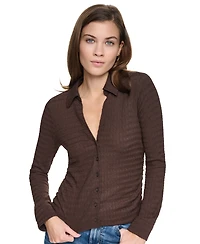 Dkny Jeans Petite Fitted Collared Neck Top