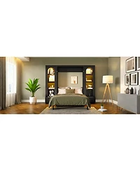 Streamdale Furniture Murphy Bed with Shelf, Cabinets, Drawers and Led