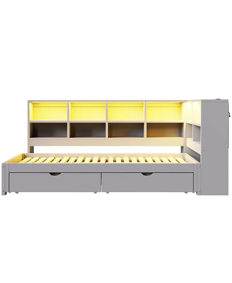 Streamdale Furniture Twin Xl to King Daybed Title Storage, Led, Usb
