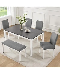 Streamdale Furniture 6-Piece Two-Tone Dining Set with Bench and Chairs