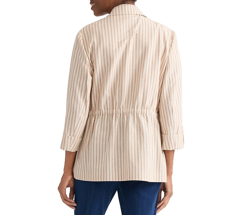 Jones New York Women's Herringbone-Stripe Cotton Patch-Pocket Anorak Jacket