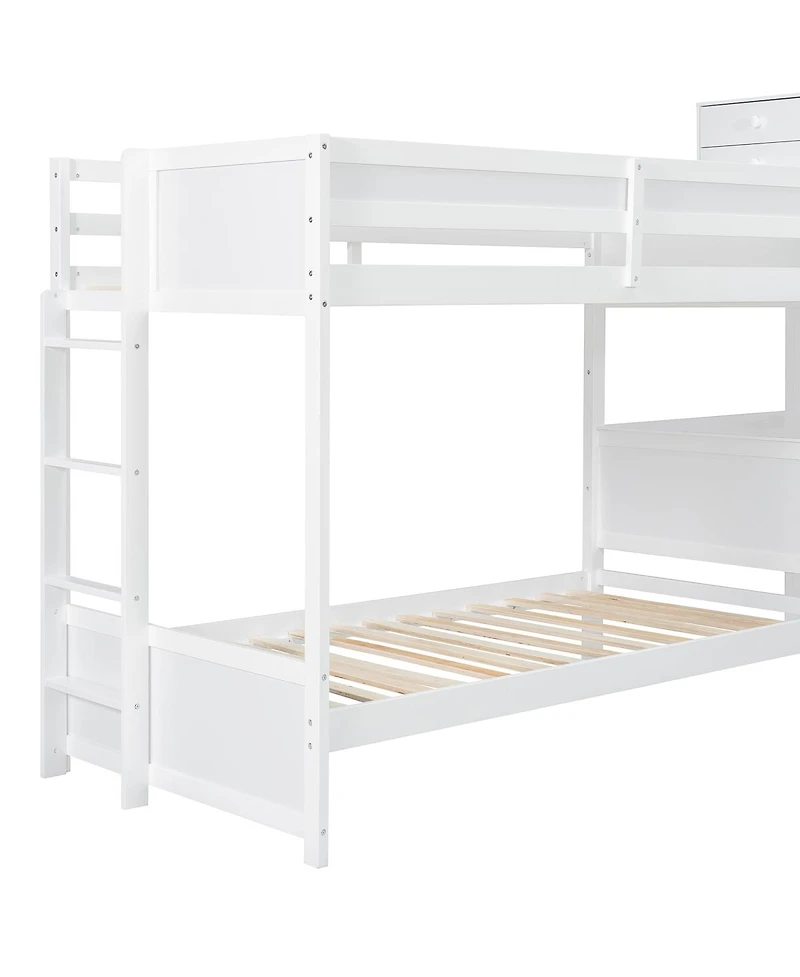 Streamdale Furniture L-Shaped Bunk Bed with Desk, Drawers, Usb/Power