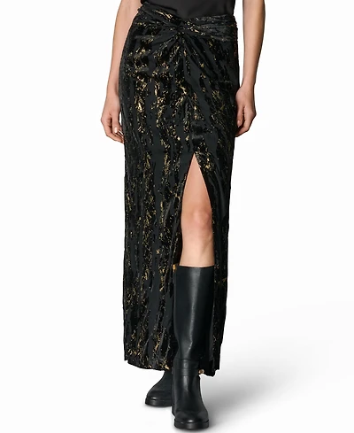 Donna Karan New York Women's Front-Knot Burnout Draped Maxi Skirt