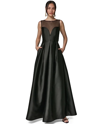 Donna Karan New York Women's Sweetheart Neck Pleated Dress