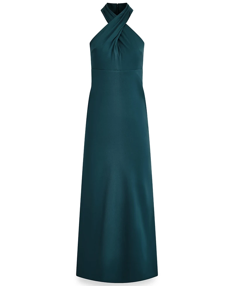 Donna Karan New York Women's Halter Neck Mikado Cross-Front Gown