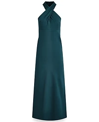 Donna Karan New York Women's Halter Neck Mikado Cross-Front Gown