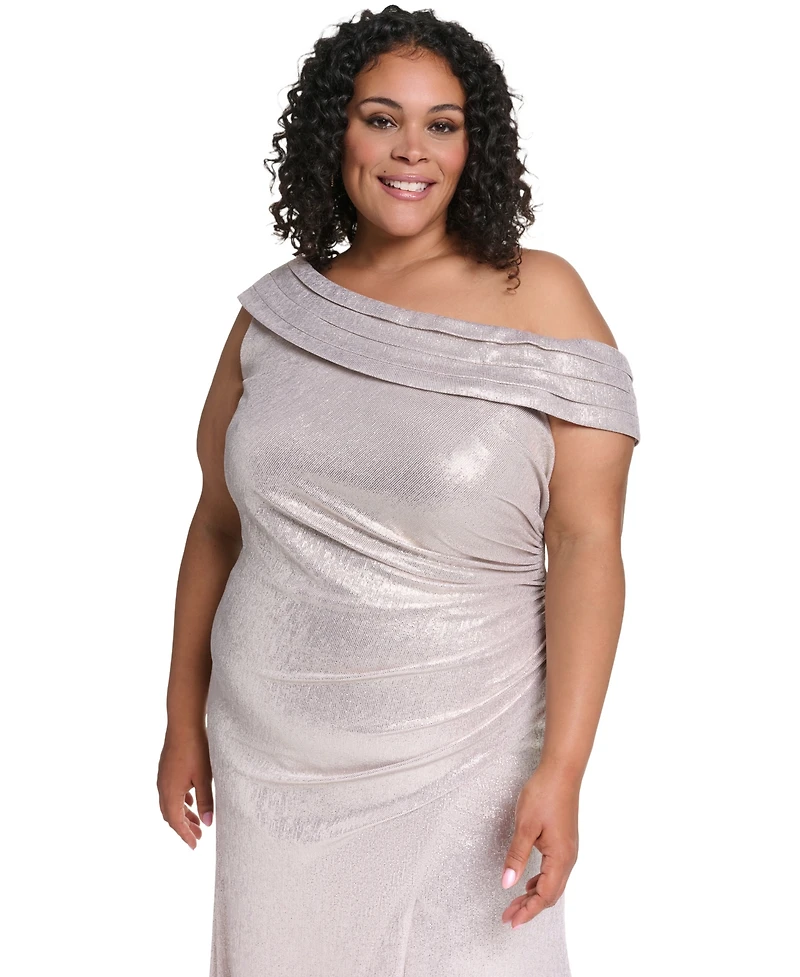 Eliza J Plus One-Shoulder Sleeveless Ball Gown