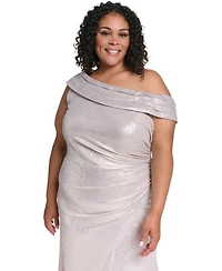 Eliza J Plus One-Shoulder Sleeveless Ball Gown