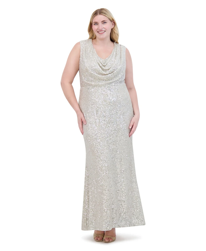 Eliza J Plus Size Cowl Neck Sleeveless Ball Gown