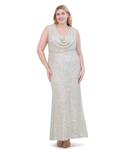 Eliza J Plus Size Cowl Neck Sleeveless Ball Gown