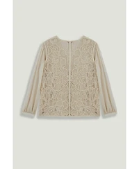 Nocturne Women's Lace Front Sheer Sleeve Jacket
