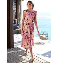 Lascana Women's A-Line Flutter Sleeve Romantic Dress