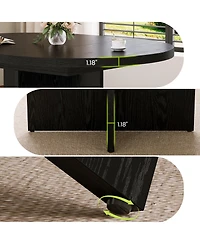 gaomon 43.3''-59'' Extendable Round Dining Table for 4-8, Kitchen Oval Dining Table with Removable Leaves