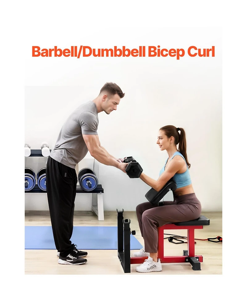 Vevor Preacher Curl Bench Adjustable Home Gym Biceps Machine Barbell Equipment