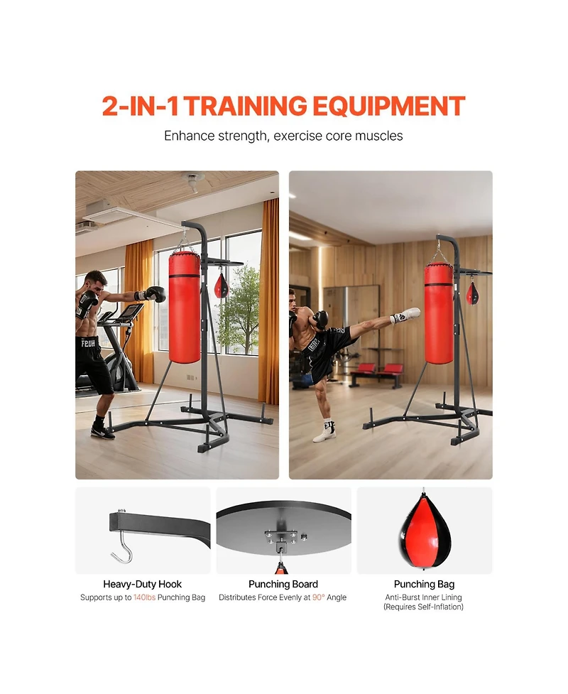 Vevor 2 in 1 Heavy Duty Punching Bag Frame Boxing Punching Fitness Stand Steel