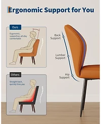 Gaomon Pu Leather Dining Chairs Set of 2, Modern Upholstered Kitchen Side Chairs with Metal Pegs