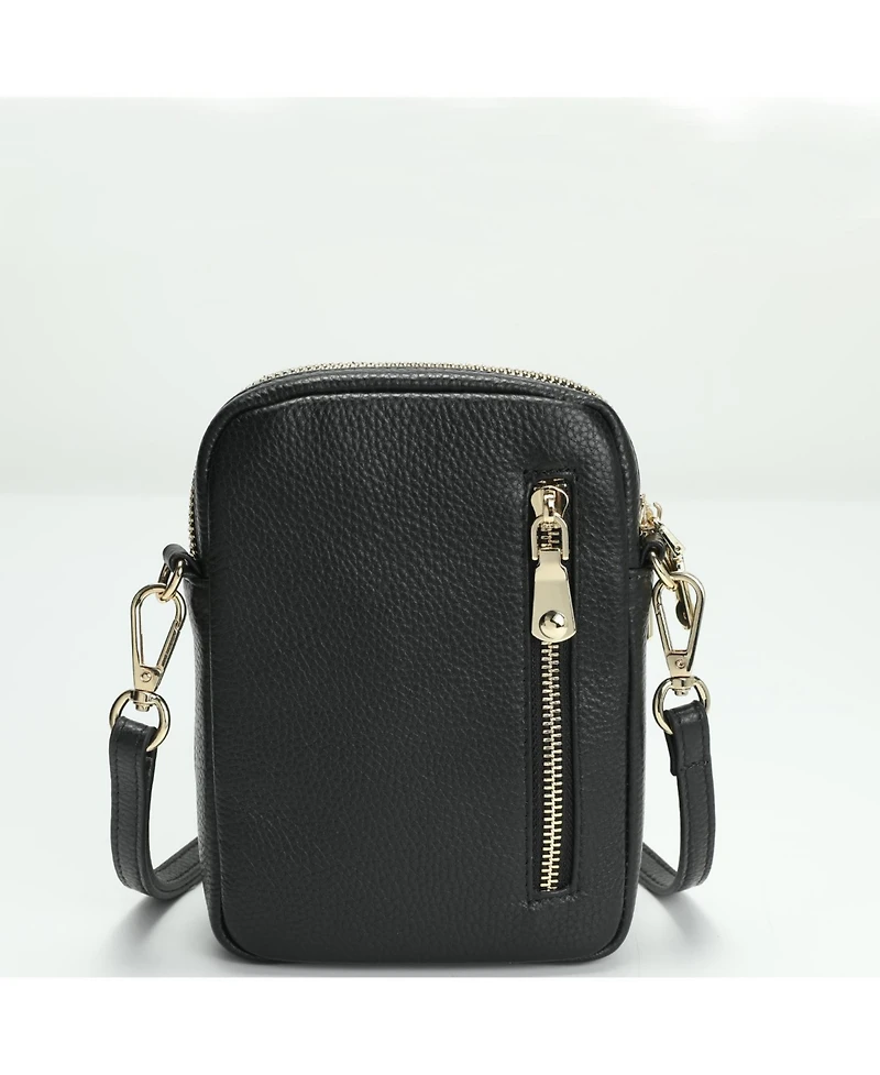 Susu Pace Pebbled Leather Cell Phone Bag Mini Crossbody Purse with Multi Compartments