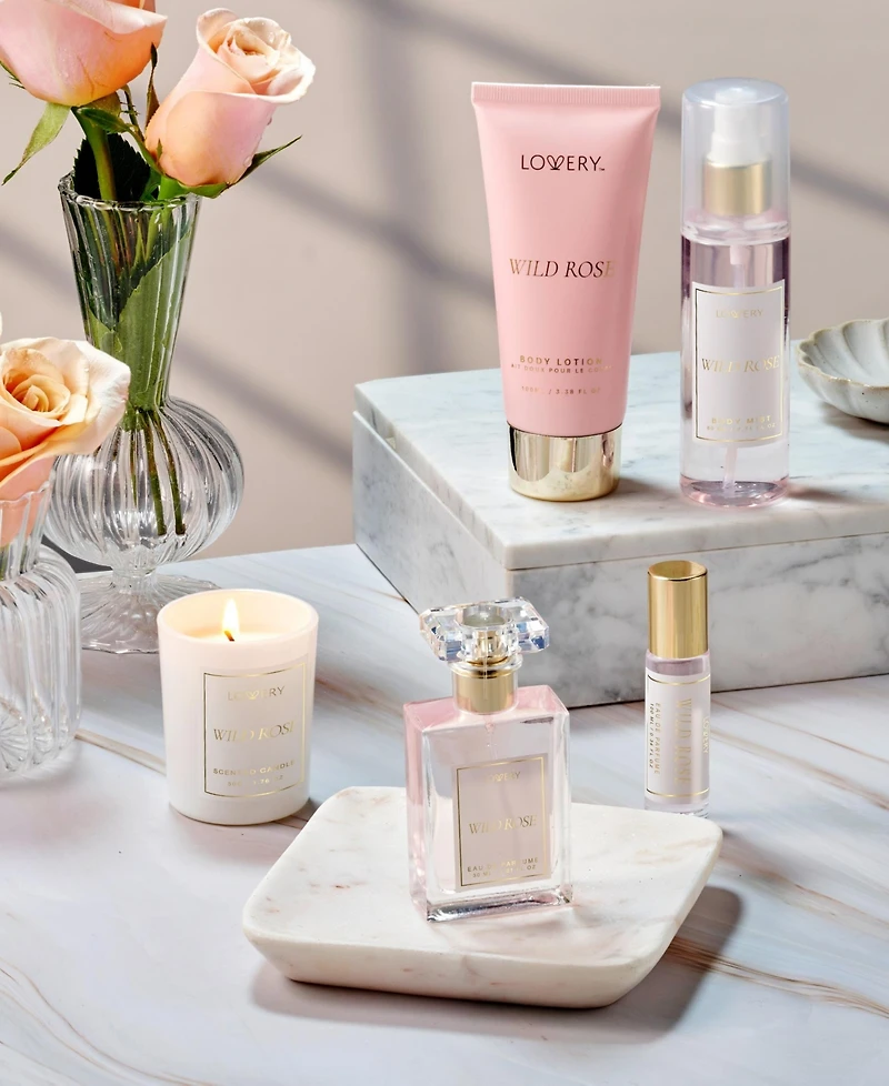 Lovery 6-Pc. Wild Rose Bath and Body Care Gift Set with Candle and More