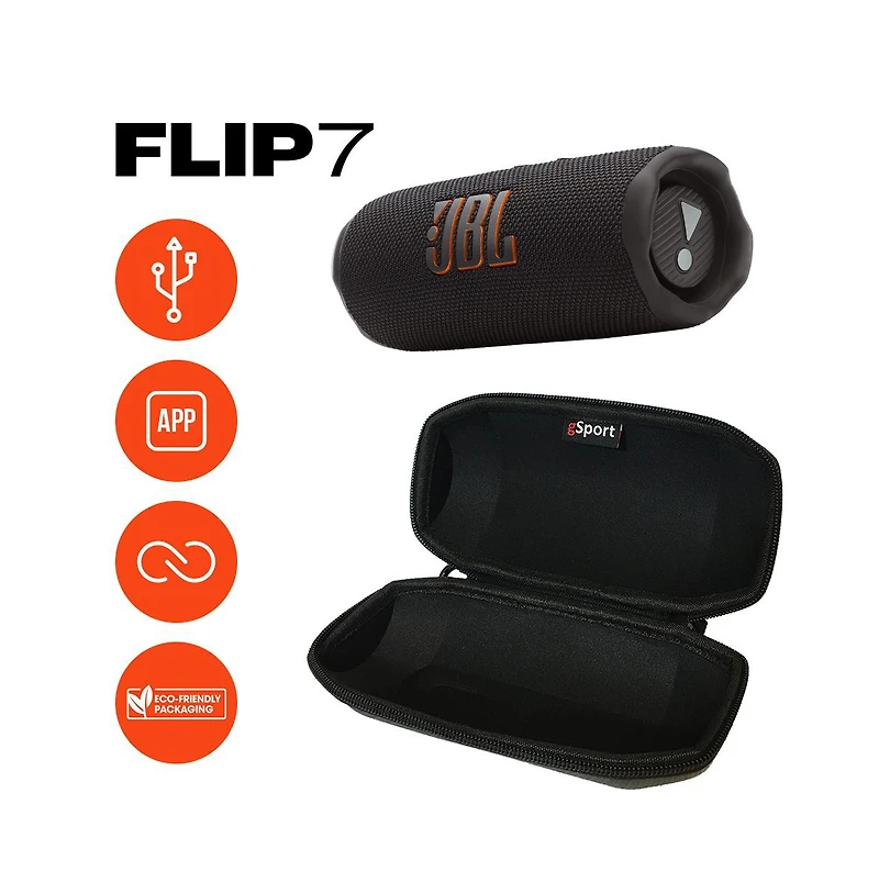 Jbl Flip 7 Waterproof Portable Speaker Bundle with gSport Carbon Fiber Case