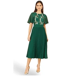 Yumi Women's Sequin-Floral Pleated Midi Dress