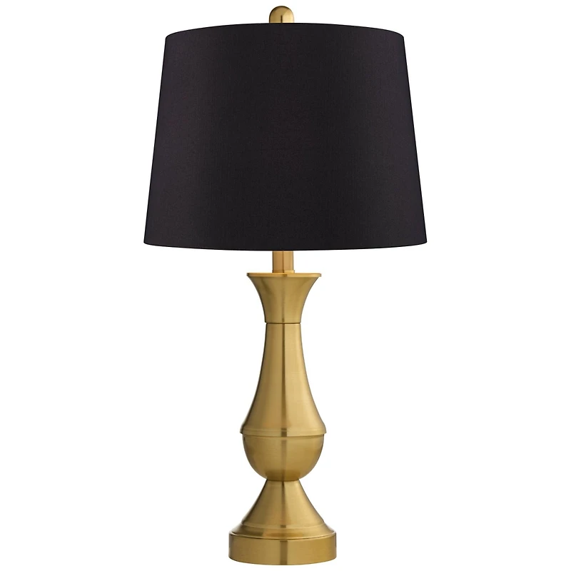 Regency Hill Becky Traditional Table Lamps 24 3/4" High Set of 2 Antique Brass Faux Silk Drum Shade for Bedroom Living Room Bedside Nightstand