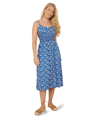 Yumi Women's Printed Sweetheart Neckline Midi Dress