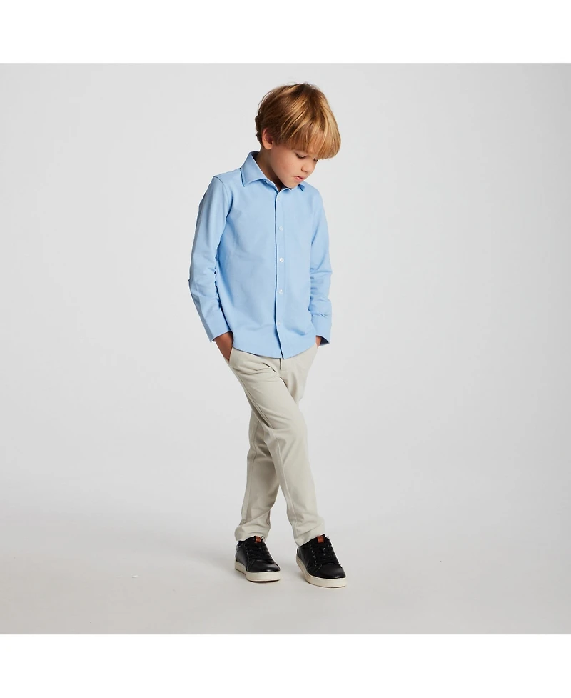 Andy & Evan Big Boys Andy and Evan Blue Knit-Tech Shirt