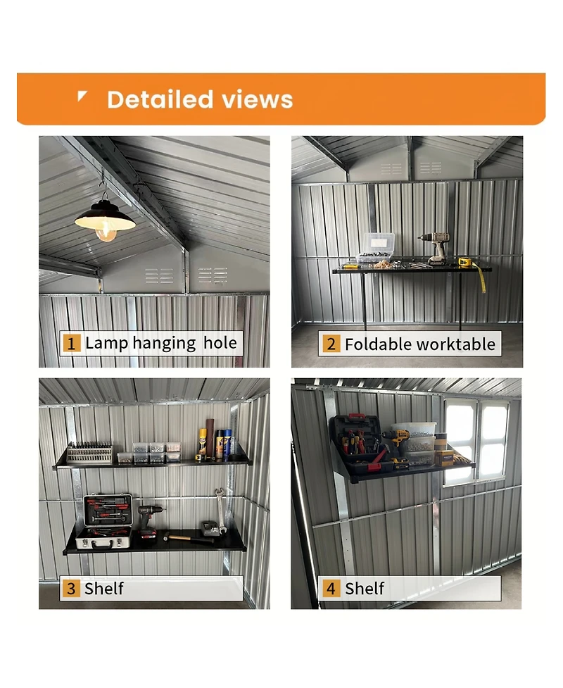 Streamdale Furniture 12x10 Feet Metal Outdoor Storage Shed With Window And Shelves