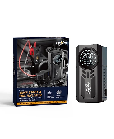 Pursonic 2-in-1 Car Jump Starter and Tire Inflator, 400A Peak Battery Booster for 12V Vehicles, 150 Psi Air Compressor with Digital Display